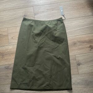 Anni Kuan olive stretch midi skirt (6) nwt